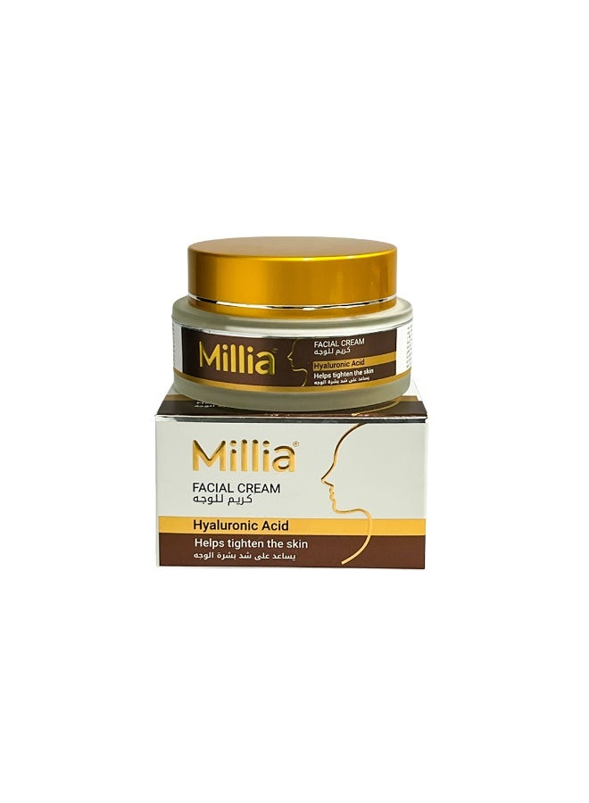 Millia Hyaluronic Acid Facial Cream 100ml , Deep Hydation & Moisture Lock